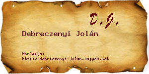 Debreczenyi Jolán névjegykártya
